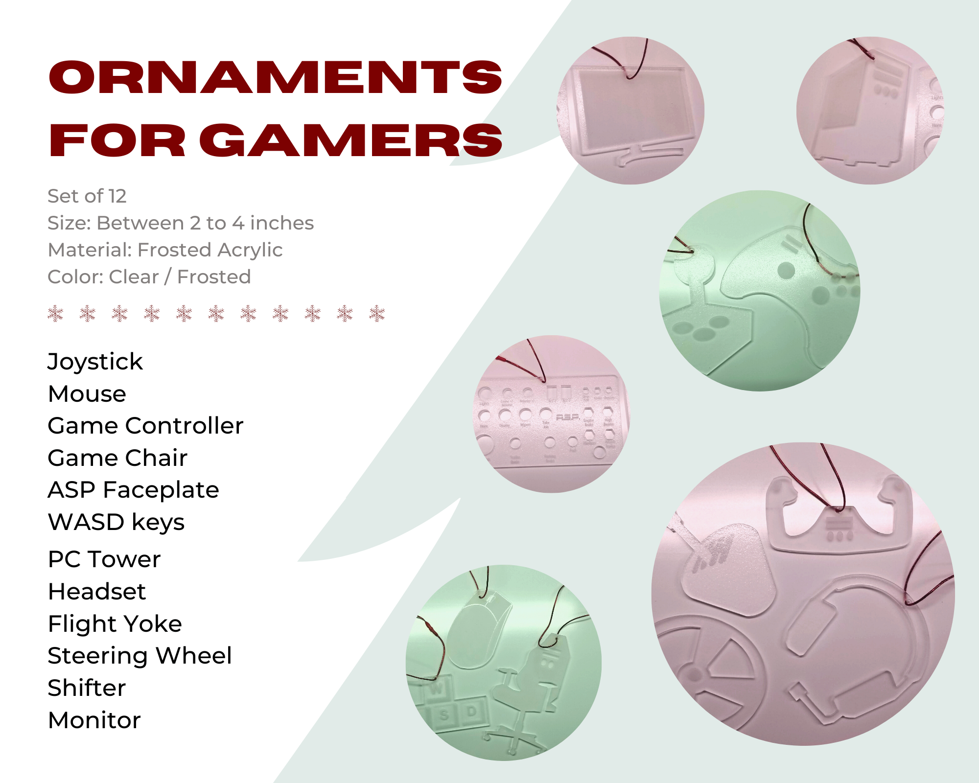 12-Set Gamer Ornaments